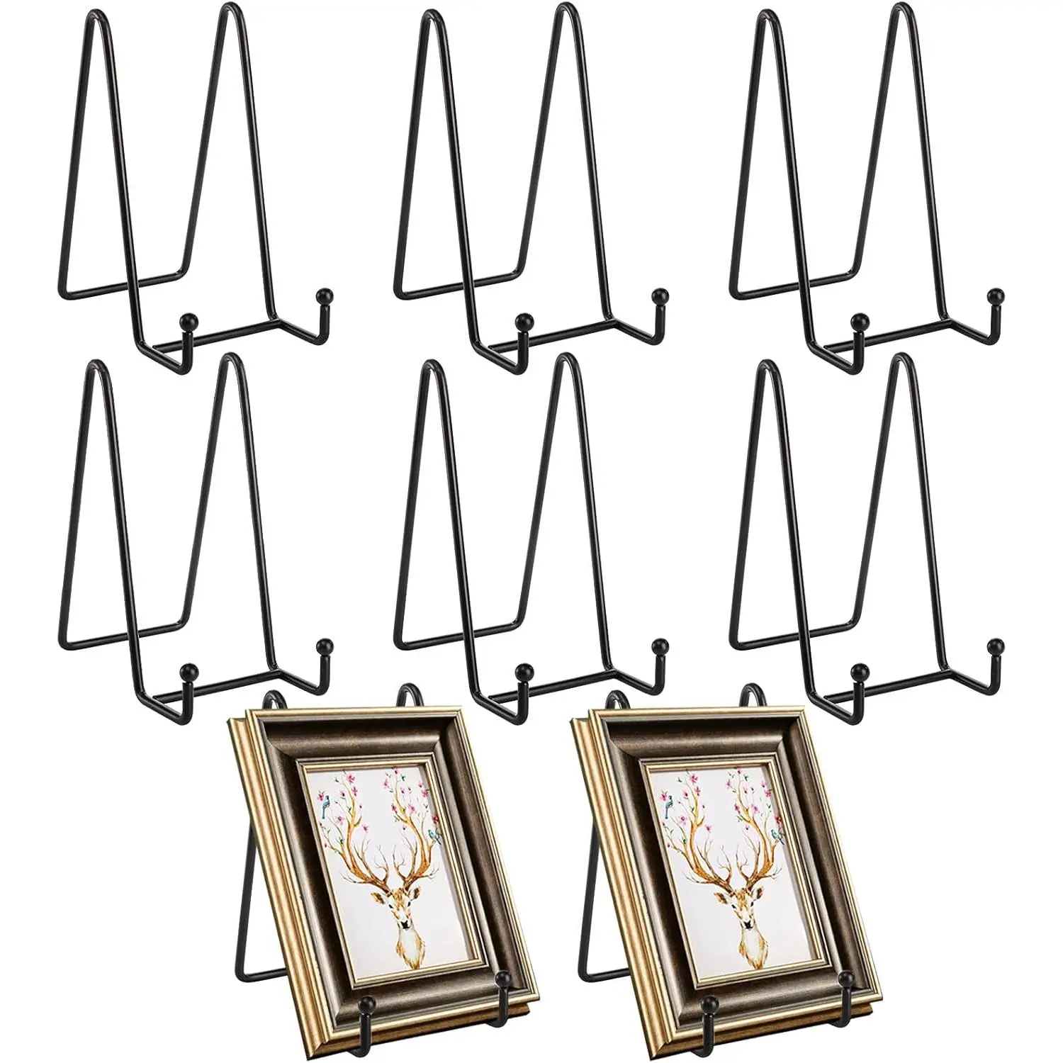 8 Pack Iron Display Stand, 6 Inch Black Metal Easel Plate Display Photo Holder Stand, Picture Frame Holder Stand for Decorative Plate, Book, Photo Easel