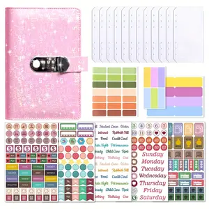 A6 password lock binder, large password binder,inder Refillable Planner Notebook 6 Ring PU Leather Binder Journal with Pockets, Dividers important paper