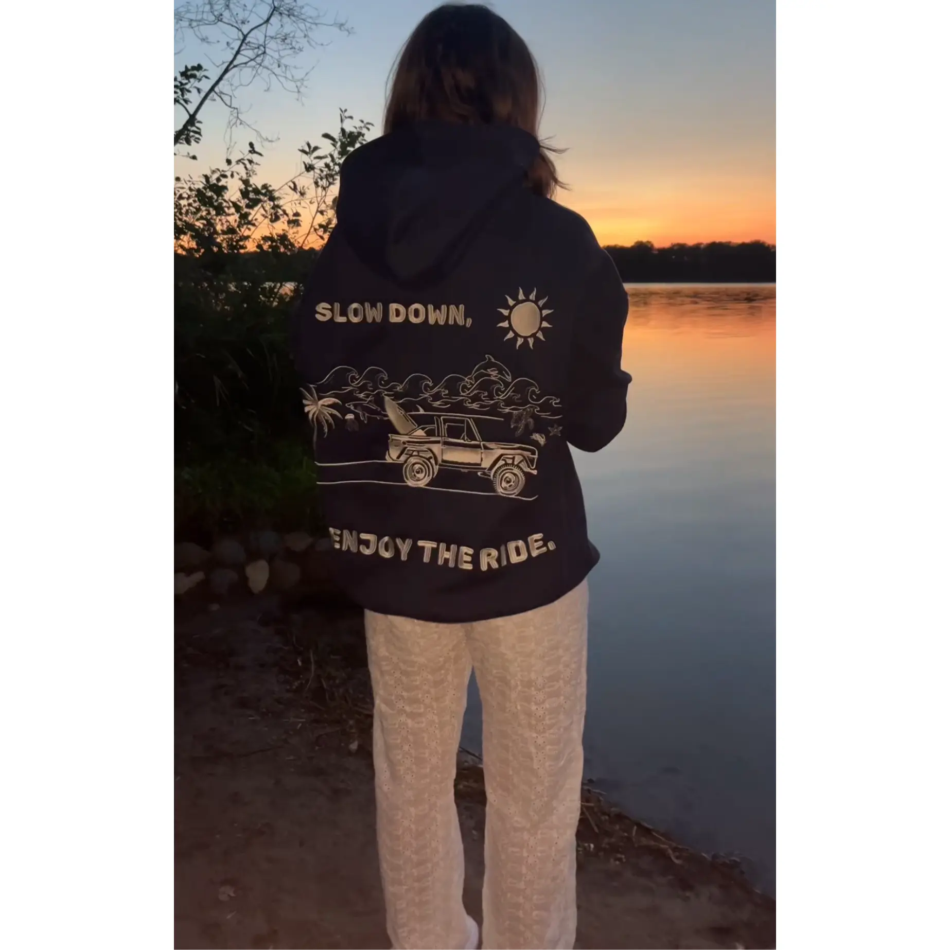 Slow Down Enjoy The Ride Embroidered Hoodie