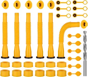 Gas Can Spout Replacement, Gas Can Nozzle, Fuel Can Spout (6Kit-Yellow) with Gas Can Caps, Spout Sealing Caps, Gas Can Vent Caps, Flexible Pour Nozzle