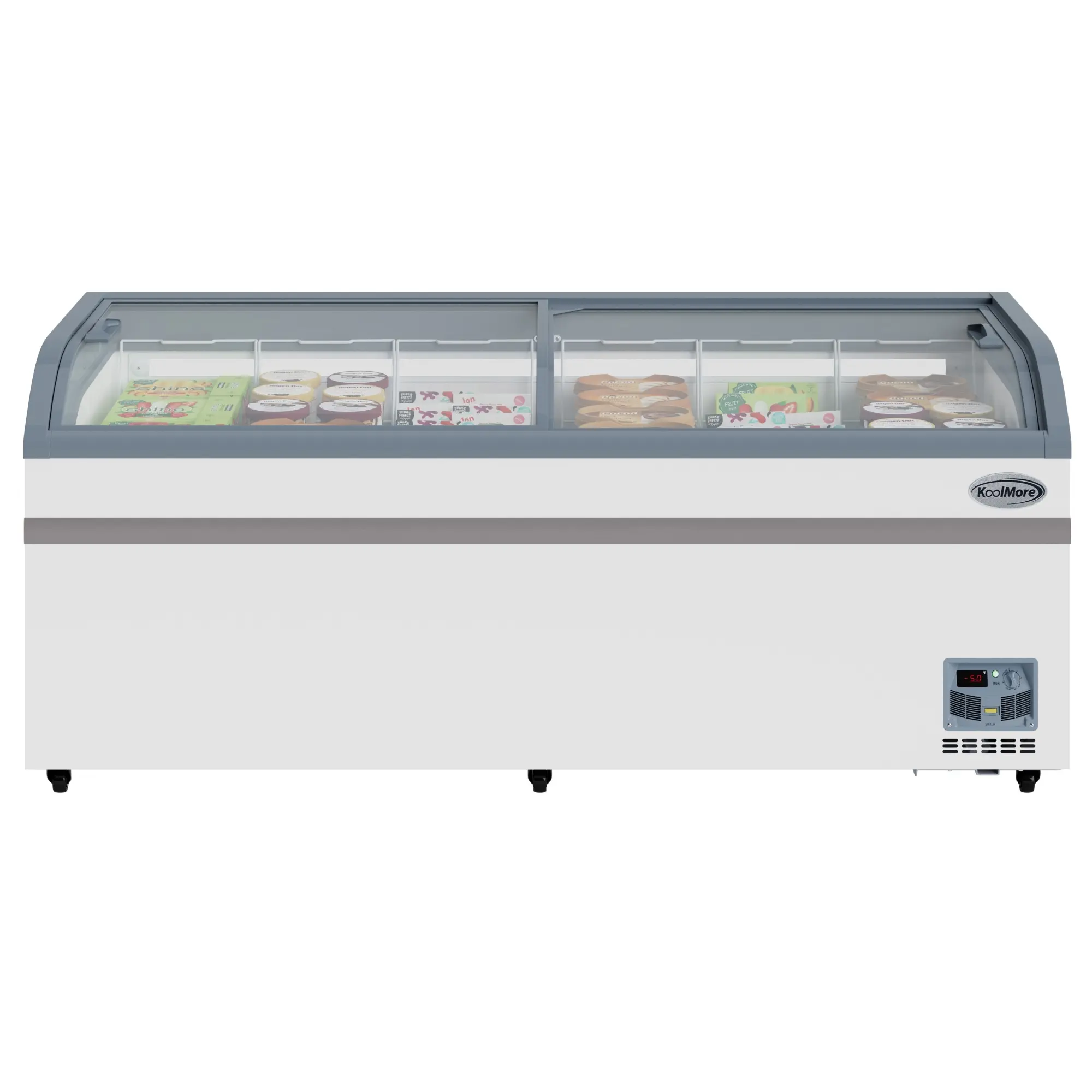 White 19 cu. ft. Large Manual Defrost Island Chest Freezer - 78 in, Customizable Temp Settings, Convenient Interior LED Lighting, Energy Efficient Design, ETL Listed for Restaurant Food Storage, Gas Station