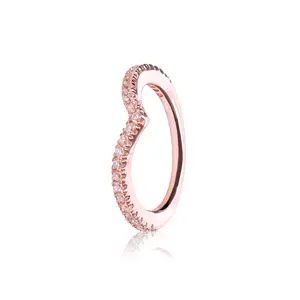 PANDORA Shimmering Wish Clear CZ Wishbone PANDORA Rose ring with clear CZ 186316CZ-48