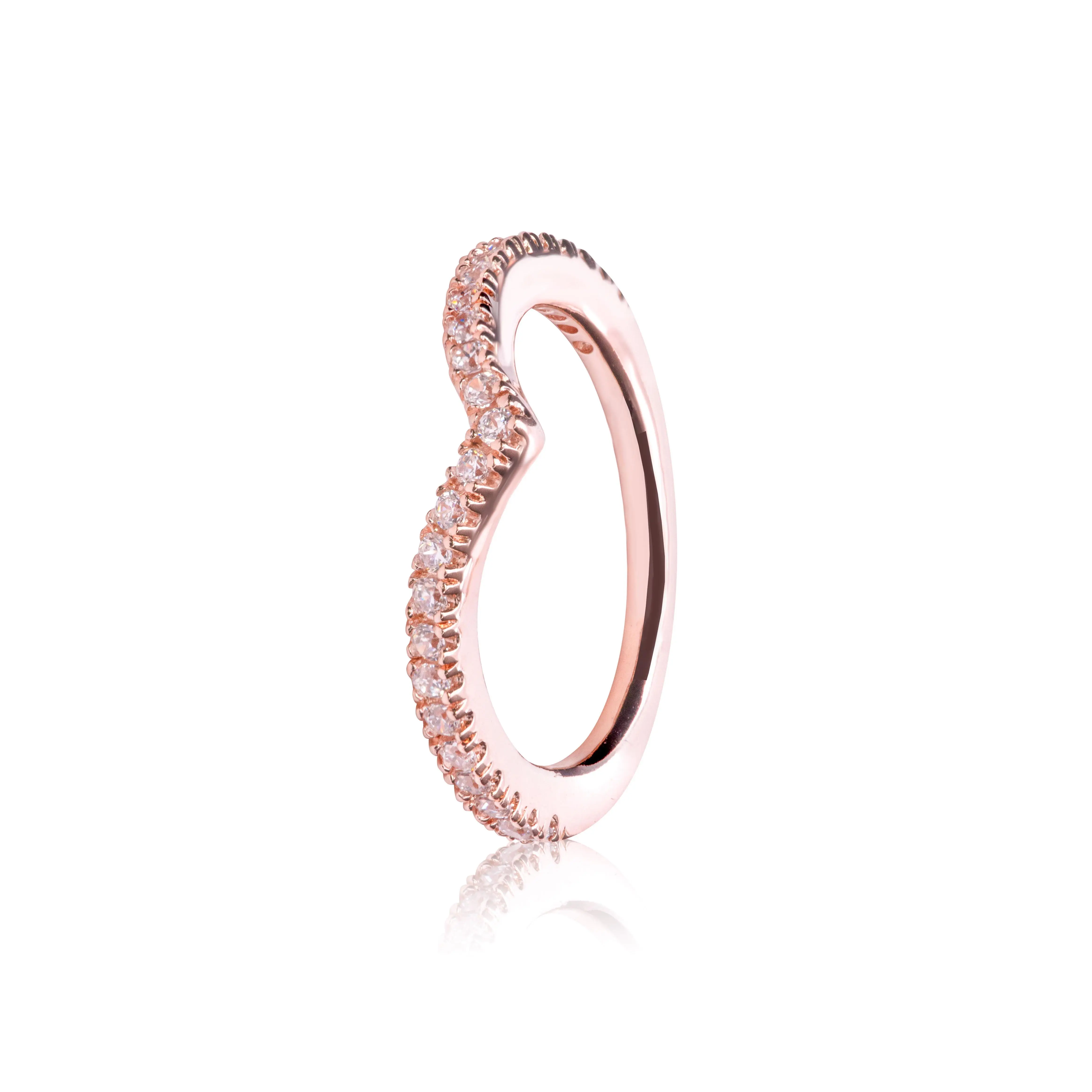 PANDORA Shimmering Wish Clear CZ Wishbone PANDORA Rose ring with clear CZ 186316CZ-60