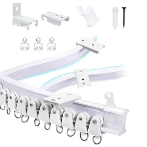 5 Meters (16.4feet) Ceiling Track for Curtains, Flexible Bendable Straight Windows Shower Curtains Room Divider DIY Mounting Accessories, Room Divider, Ceiling Curtain Rod