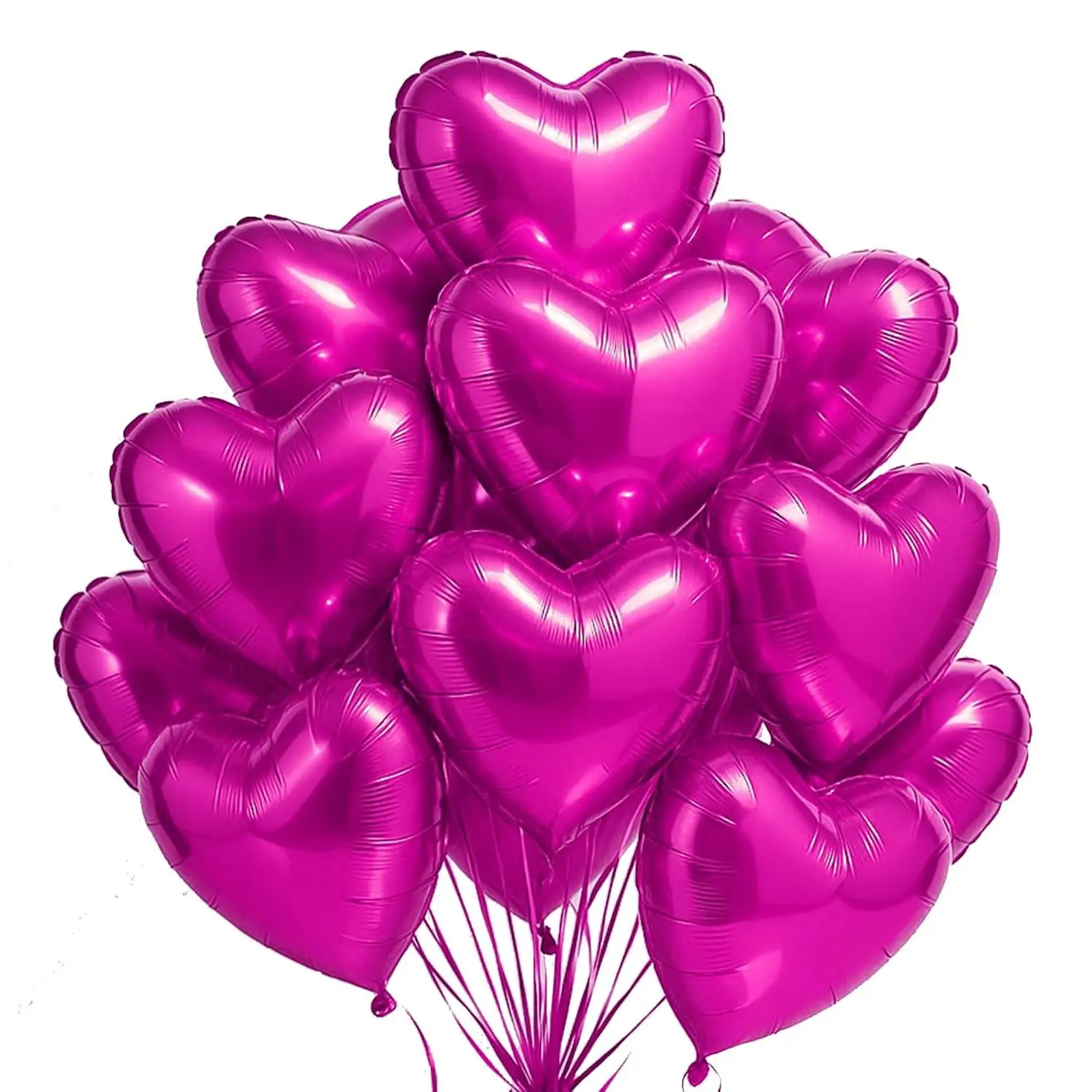 18 Inch Hot Pink Heart Mylar Balloons, 10Pcs Big Foil Balloons For Wedding Baby Shower Valentine'S Day Party Decorations