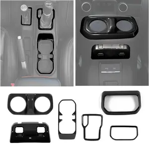 For 2018+ Jeep Wrangler JL & Gladiator JT Interior Center Gear Shift Cup Holder Trim Cover Kit, Car Interior Covers