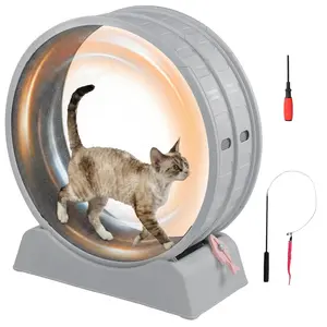REBUYHOME Cat Exercise Wheel, 39/31.5 Inch Cat Wheel for Indoor Cats, Upgraded Version with Carpeted Runway & Free Cat Teaser, Plastic Cat Running Wheel for Daily Exercise & Weight Loss, Multiple Colors Available,petlovers,SummerVibes