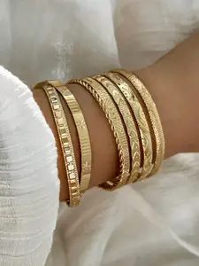 Golden 7-Piece Bracelet Set, Elegant Jewelry Collection, Perfect for Special Occasions, High-Quality Craftsmanship, Ideal Gift Choice, Elegant Bangle, Cuff Bracelet, Bracelets Jewelry
