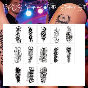 13PCS Large Size Temporary Tattoos Set, 3-7 Days Long Lasting, HD Realistic Design, Easy to Apply & Remove, Suitable for All Adults & Multiple Occasions