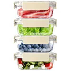 Food Meal Prep Containers with Exclusive Glass Lids, Glass Storage Containers with Lids, BPA-Free, Glass Lunch Boxes for Lunch, Pantry Organizers and Storage, Freezer to Oven Safe, Leak Proof