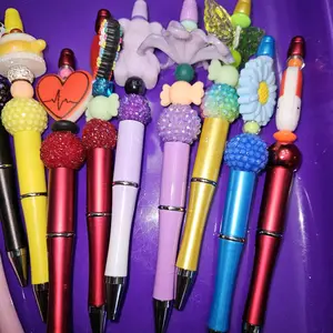 x10 Beaded Pen Clearance Pack of 10 Colorful Pens with Unique Designs and Bead Decorations
