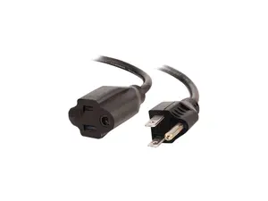 C2G 03137 18 AWG Outlet Saver Power Extension Cord - NEMA 5-15P to NEMA 5-15R, TAA Compliant, Black (1 Feet, 0.30 Meters)