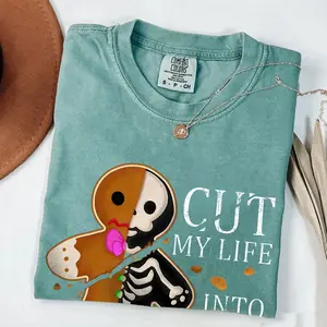 Comfort Colors Cut My Life Into Pieces Gingerbread Christmas Shirt, Elder Emo Christmas Shirt, Goth Black Aesthetics