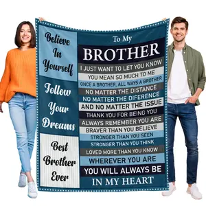Flannel Fabric Throw Blanket - Soft, Letter Print, Multi-Size, Brother Gift for Birthday/Anniversary with Inspirational Quotes & Brotherly Love Messages, Ideal for Home Decor (High Softness)