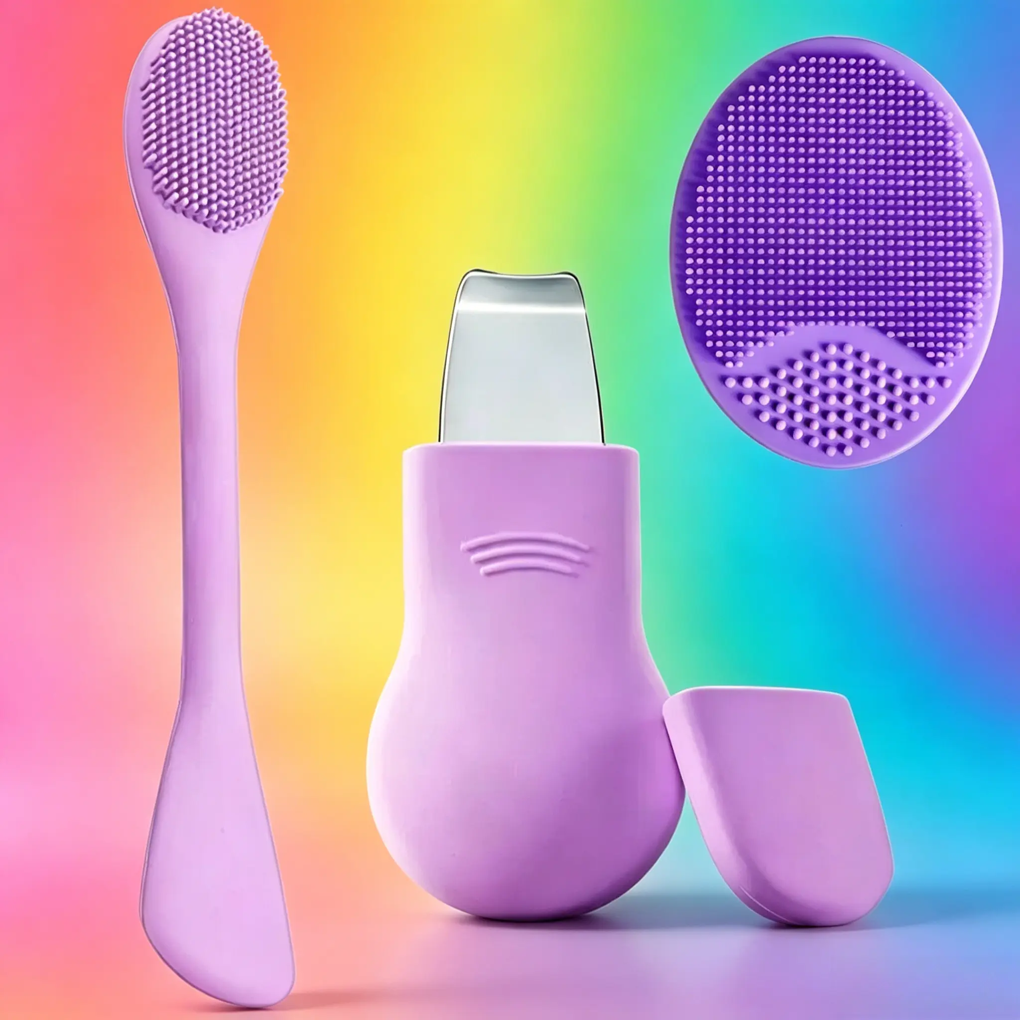 3-Piece Silicone Facial Skin Care Tool Set - Brush+Scraper for Deep Pore Cleanse, Blackhead Remover, Gentle Exfoliating for All Skin Types (Fashion Accessory Set) Beauty Tools Deep Pore Cleaning Spa Beauty Equipment Personal Care Appliances Durable, Deep