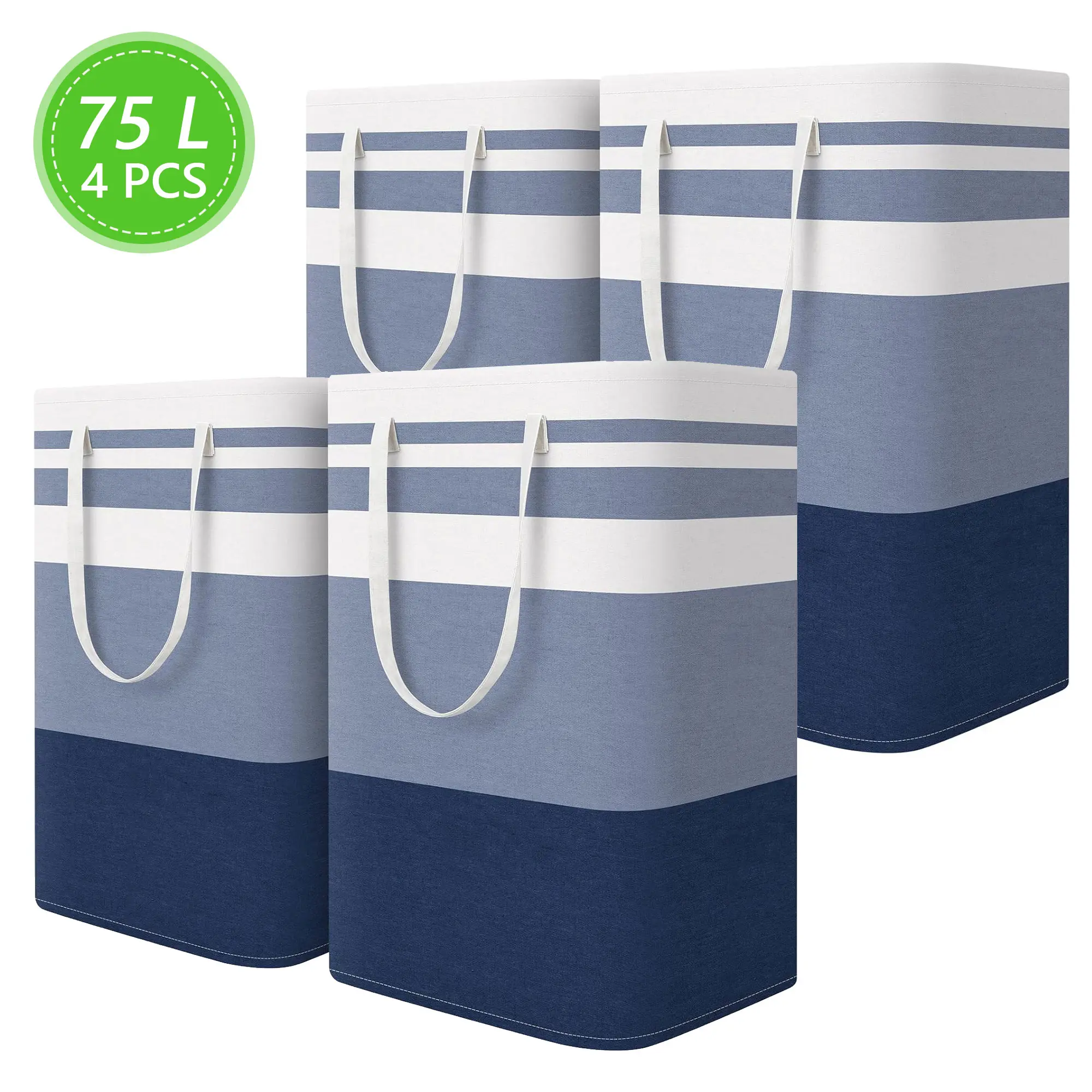 75L Large Laundry Baskets 4-Pack, Freestanding Collapsible Waterproof Tall Laundry Hampers with Extended Handles, for Clothes & Toys in Dorms & Families - Gradient Blue, Laundry Basket, Large Laundry Hampers