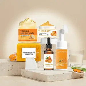 Turmeric Facial Cleansing Set, 1 Set Deep Cleansing Skin Care Set, Nourishing Soap & Cleansing Pad & Mousse Facial Cleanser, Skin Care Product for Women and Men
