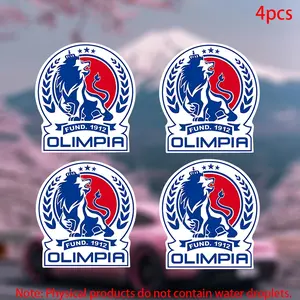 4pcs-Club Deportivo Olimpia Sticker - car stickers for doors, windows, laptops, luggage, furniture and bumpers - - durable adhesive vinyl material Sticker for cars