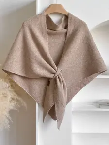 Women's Fashionable Solid Color Triangle Shawl, Trendy Solid Shawl, Knitted Scarf, Soft Warm Shawl, Perfect for Air-conditioned Rooms & Outdoor Use, Versatile Windproof Accessory