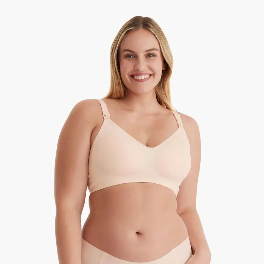 Momcozy Nursing Bras for Breastfeeding（recommend one size up）, puming bra YN21 Seamless Ultra Comfort Maternity Bra, Natural Shape, Pregnancy Sleep Br