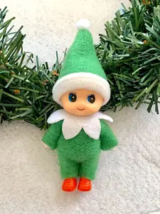 Green Baby Elf, Green Toddler Christmas Elf Figurine