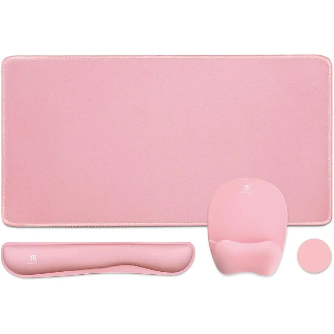 Keyboard Wrist Rest Large  Pad Wrist Support for Computer, 4 in 1 Memory  Keyboard Pad Desk Mat  Hand Rest Wrist Cushion for Home Office Gaming-Pink