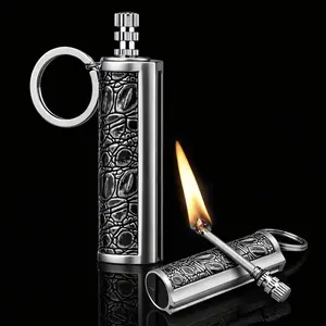 Permanent Match Lighter, Keychain Lighter, 10000 Times Lighter (Not Contain Lighter Fluid),  Portable Metal Keychain Men's Gift, Suitable For Outdoor Camping And Hiking