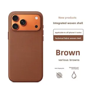 2026 New High-Quality Luxury Textile Woven Protective Phone Case, Fits iPhone 17 Pro, Magsafe Magnetic Protection, brown and Blue Colors