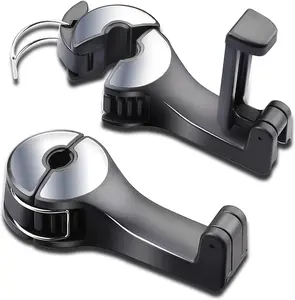 Car Headrest Hidden Hook with Phone Holder, Car Seat Hooks for Purses and Bags, Universal 360° Rotation Headrest Hooks Purse Holder for Car, Car Purse Hook Holder