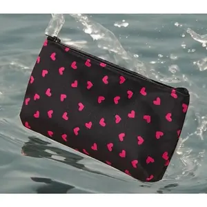 Small Hearts Zipper Makeup Bag Available in Pink, Red or Black - Valentine's Day Gift