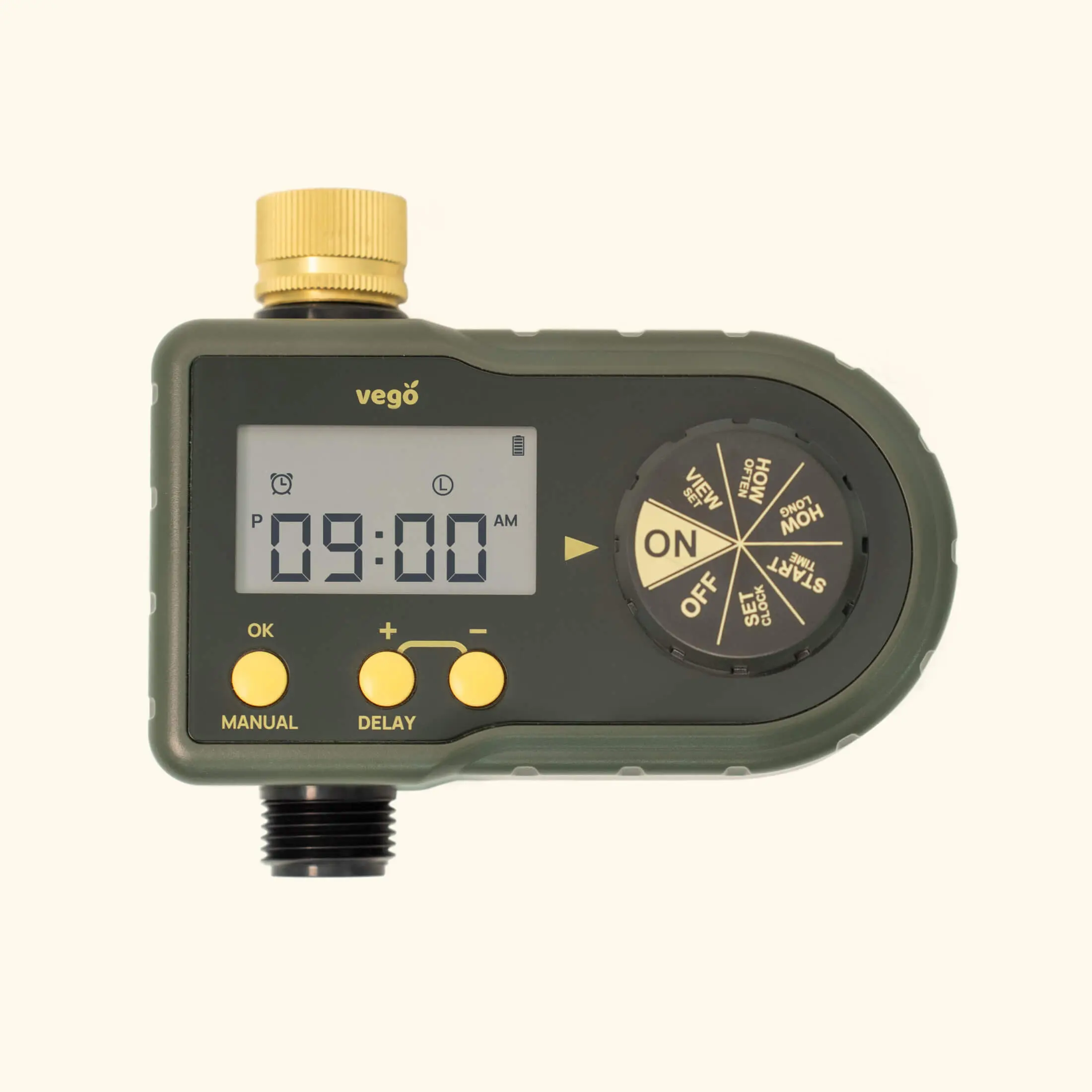 Vego Garden Digital Water Timer - 1-Zone Automatic Outdoor Watering Device with Adjustable System, Easy-to-Read LCD Screen for Simple Scheduling