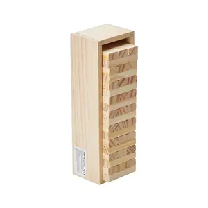 【Summervibes】VEVOR Tumbling Timber Toy, 54 Blocks Tumble Tower Blocks Game, Pine Wood Tumbling Tower Game with Storage Crate, Wooden Stacking Game for 1 or More Players, Tumble Tower Family Game for Indoor/Outdoor