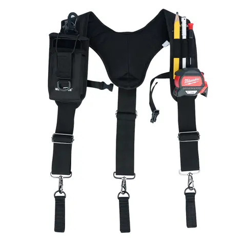MELOTOUGH Heavy-Duty Leather Tool Belt Suspenders (Y-Back, 3-Point Support Design) for Big&Tall Hard Workers, 2-Inch Polyester Padded Straps, Metal Hooks, Heavy Stitching for Long Workday Use, Fits Loop-Equipped Belts,toolupgrade
