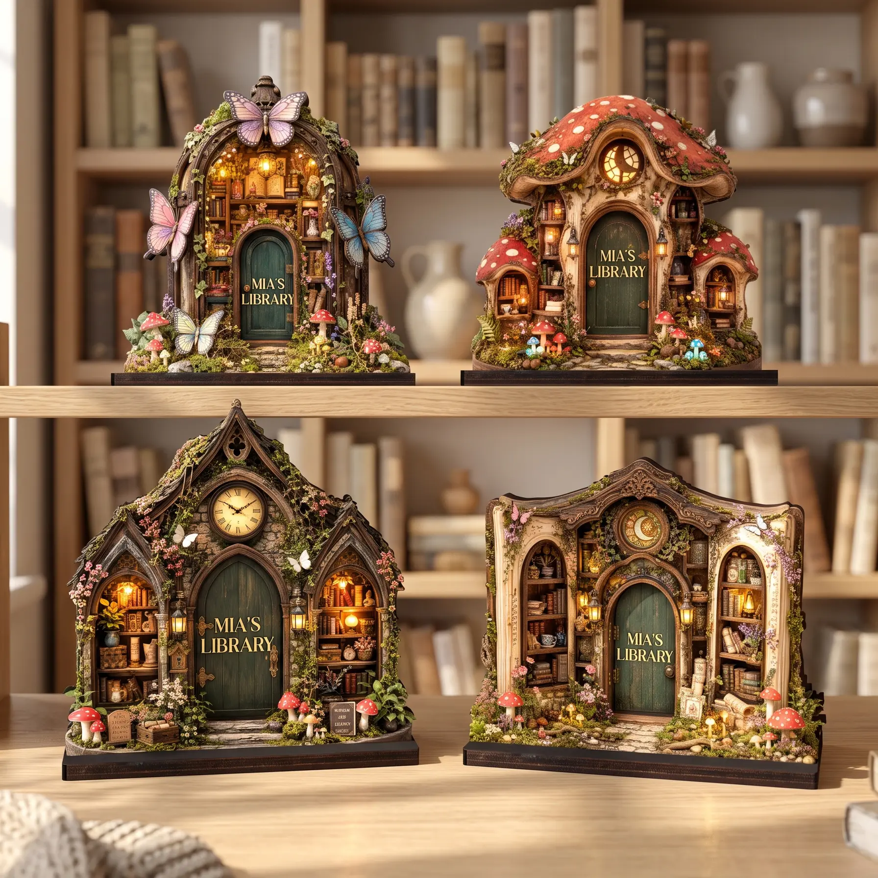 Personalized Wooden Book Nook Fairy Library Decor, Custom Mini Library House, Enchanted Woodland Bookshelf Ornament, Reading Lover Gift, Home Shelf Decoration, Bookshelf Decor 2026
