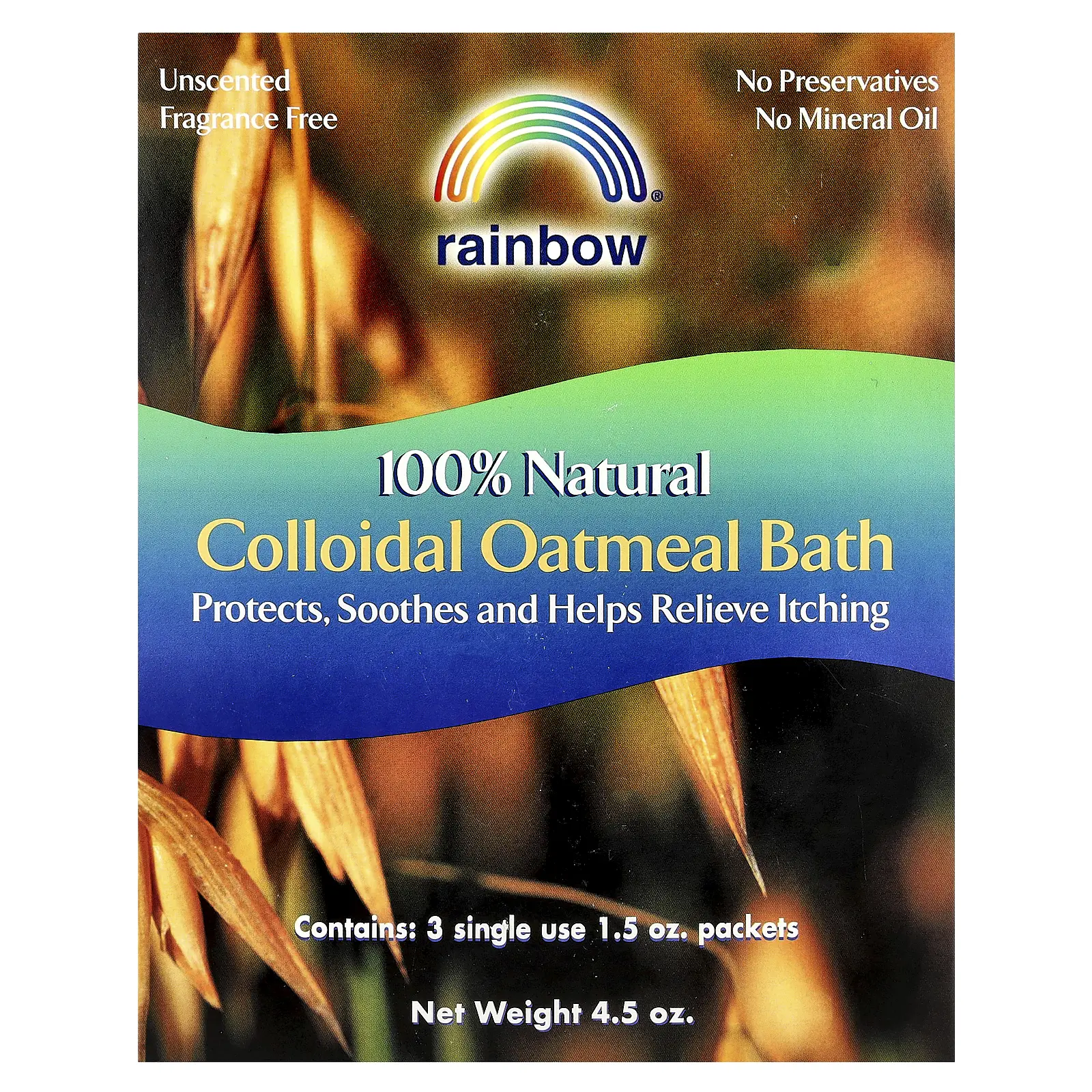 Rainbow Research 100% Natural Colloidal Oatmeal Bath, Unscented, 3 Packets, 1.5 oz Each