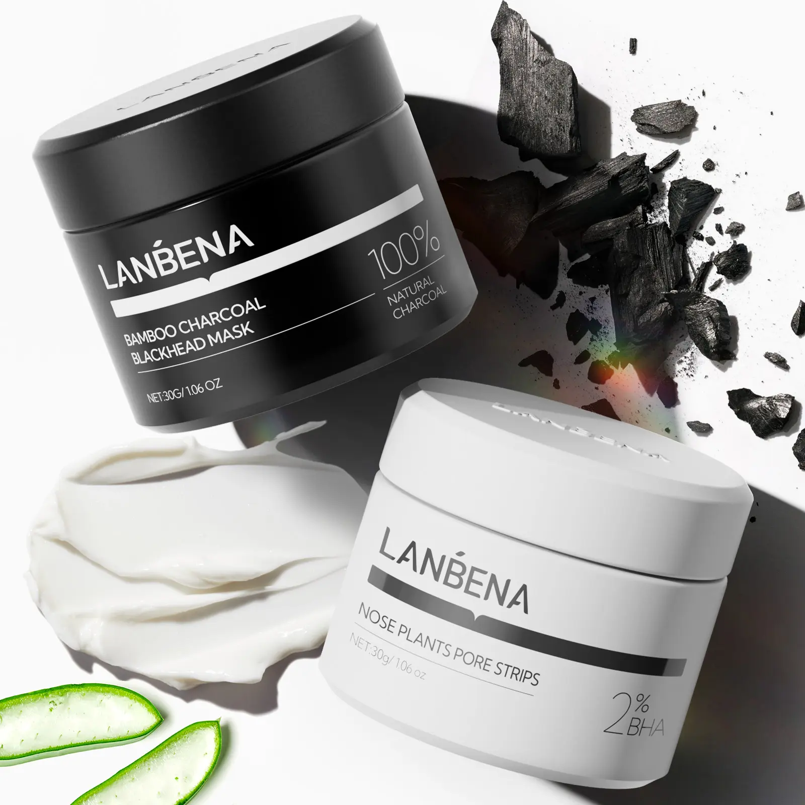 LANBENA NOSE PLANTS PORE STRIPS+LANBENA BAMBOO CHARCOAL  BLACKHEAD MASK----Remove blackheads, deep clean, shrink pores, absorb oil Skincare Aloe mother's gift summervibes