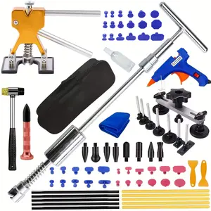 Paintless Dent Removal Kit 77pcs with T-bar Dent Puller & Golden Lifter Bridge for Car Body Repair High-Quality Durable Materials
