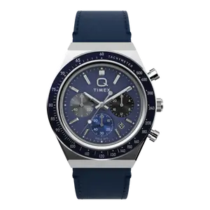Q TIMEX CHRONOGRAPH 40MM LEATHER STRAP WATCH