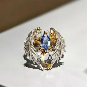 Creative Angel Wing Design Cuff Ring,Adjustable Ring for Men and Women,Fashion Jewelry Accessories for Daily Wear,Adjustable Rings
