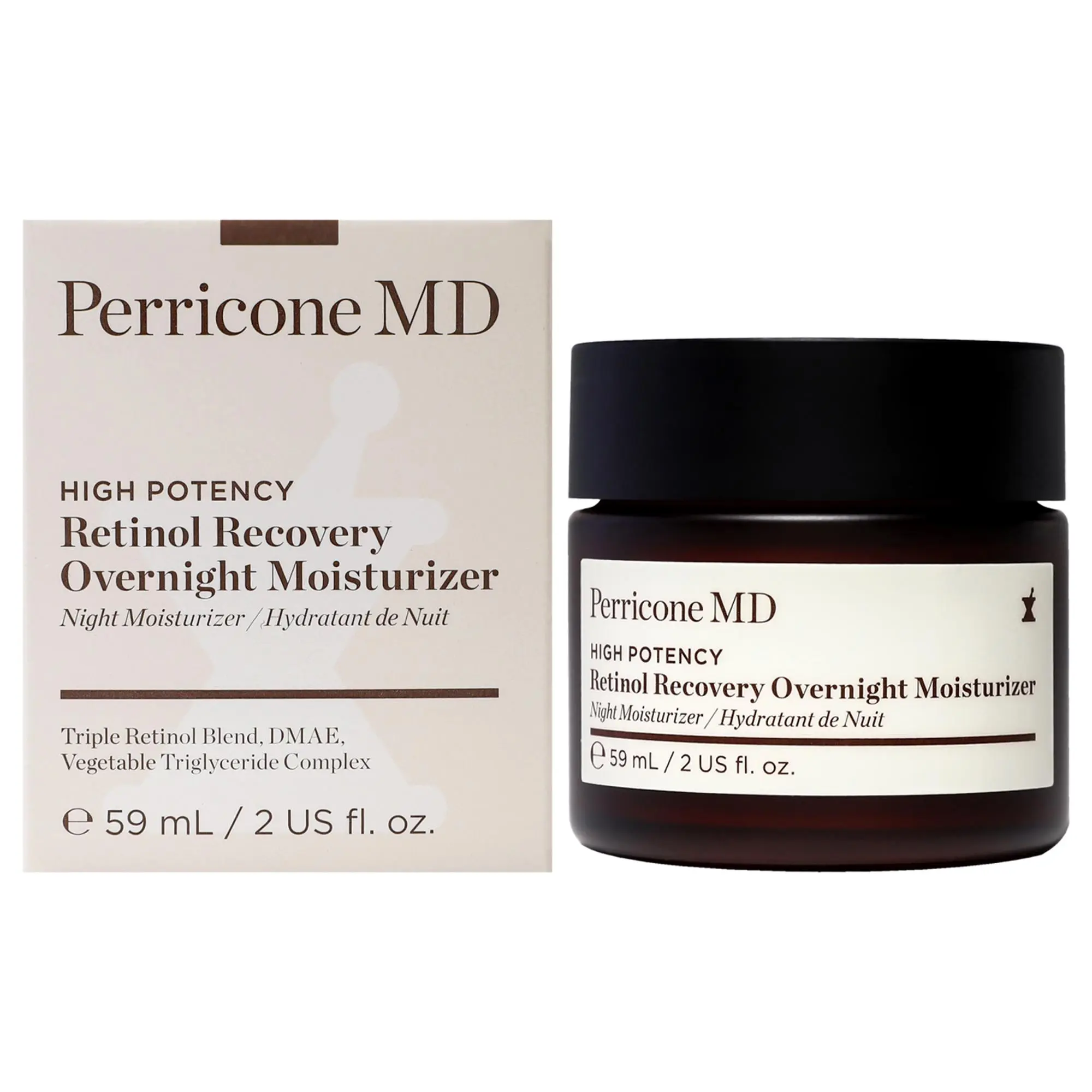 Perricone MD High Potency Retinol Recovery Night Cream for Women - 2 oz Overnight Moisturizer, Daily