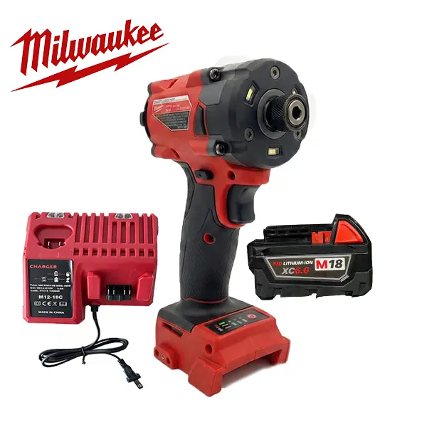 Milwaukee M18 18V Brushless Heavy-Duty Compact Drill/Driver - 6.0Ah Lithium-Ion Batteries, Charger, 300n.m Fastening Power, Fade-Free Power, Extended Runtime, for Contractors, Wood/Metal Projects, Technicians