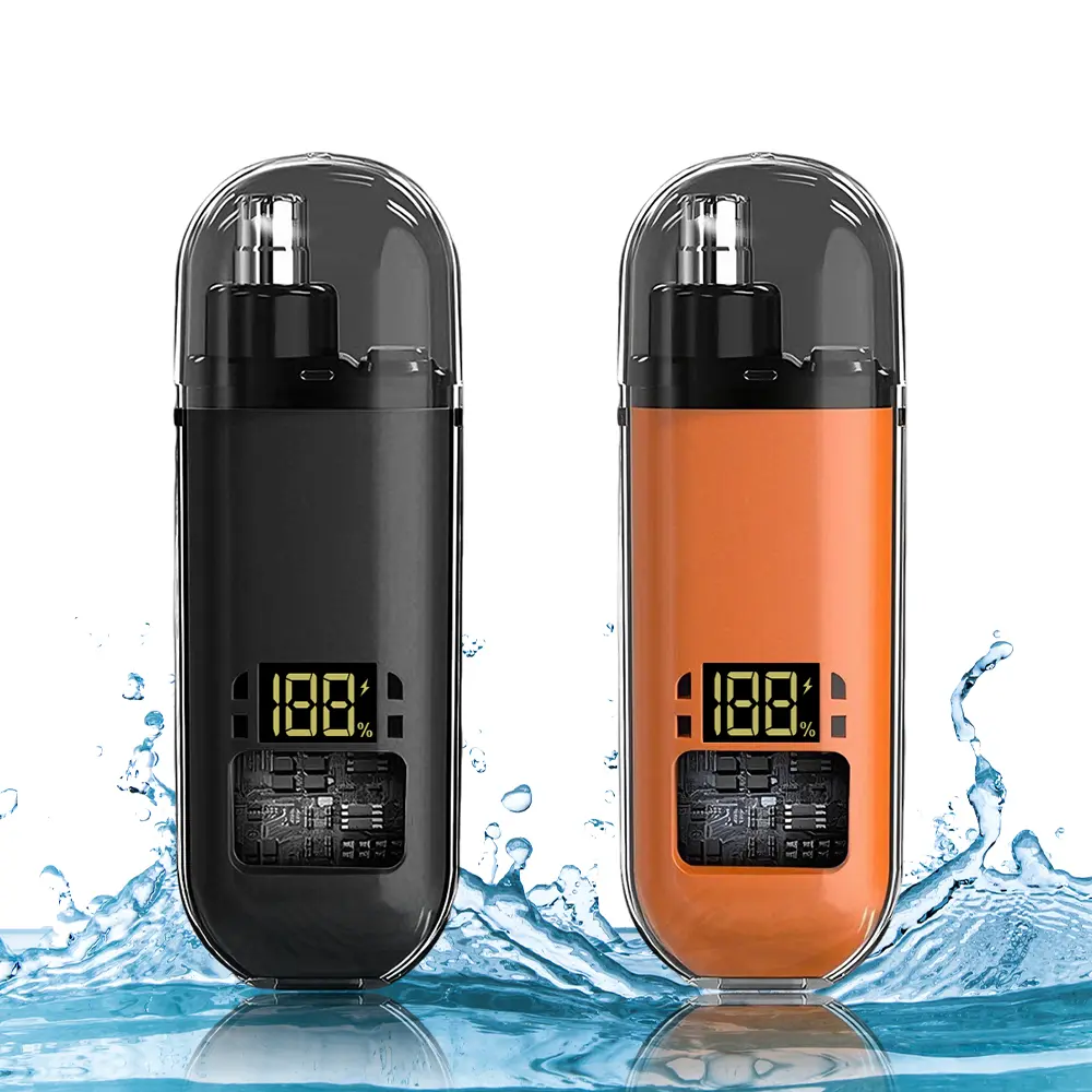 Men's Rechargeable Li-ion Cordless Nose Hair Clipper - Waterproof Trimmer with LED Display, Dual-Edge Blades, Skin-Friendly Pain-Free Trim, Easy Cleaning, Rinseable, Daily Care for Eyebrow, Facial & Ear Care, Double Edge