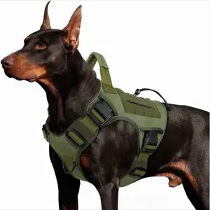 Dog Harness - Adjustable Tactical Vest for Doberman, Green Color, Secure Fit, Comfortable Design, Ideal for Training and Daily Use