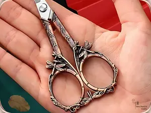 Elegant Metal Engraved Dragonfly Design Retro Antique Vintage Style Sewing Scissors