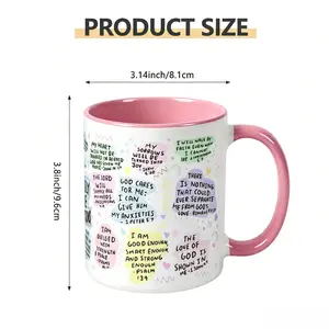 Daily Bible Affirmation Mug，Christian Bible Verse Affirmation Mug - 11oz Inspirational Scripture Ceramic Cup for Women, Faith-Based Daily Encouragement Gift，Pastel Christian Affirmation Coffee Mug - Colorful Bible Verse Quotes Ceramic Cup,