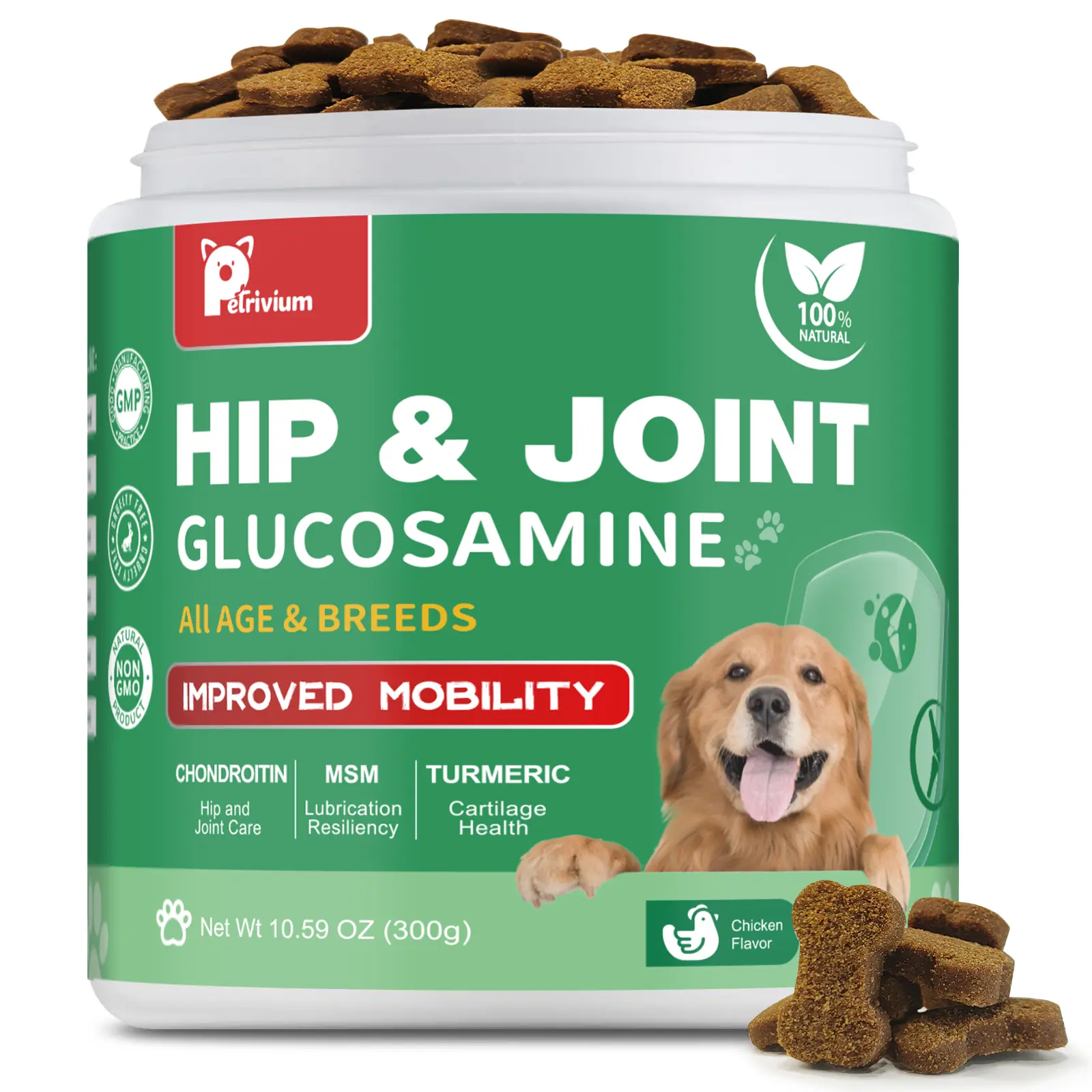 Petrivium Hip & Joint Care Chews-Dog Joint Supplement for Mobility-Chicken Flavor,All Age&Breeds-#Summervibes#petlovers