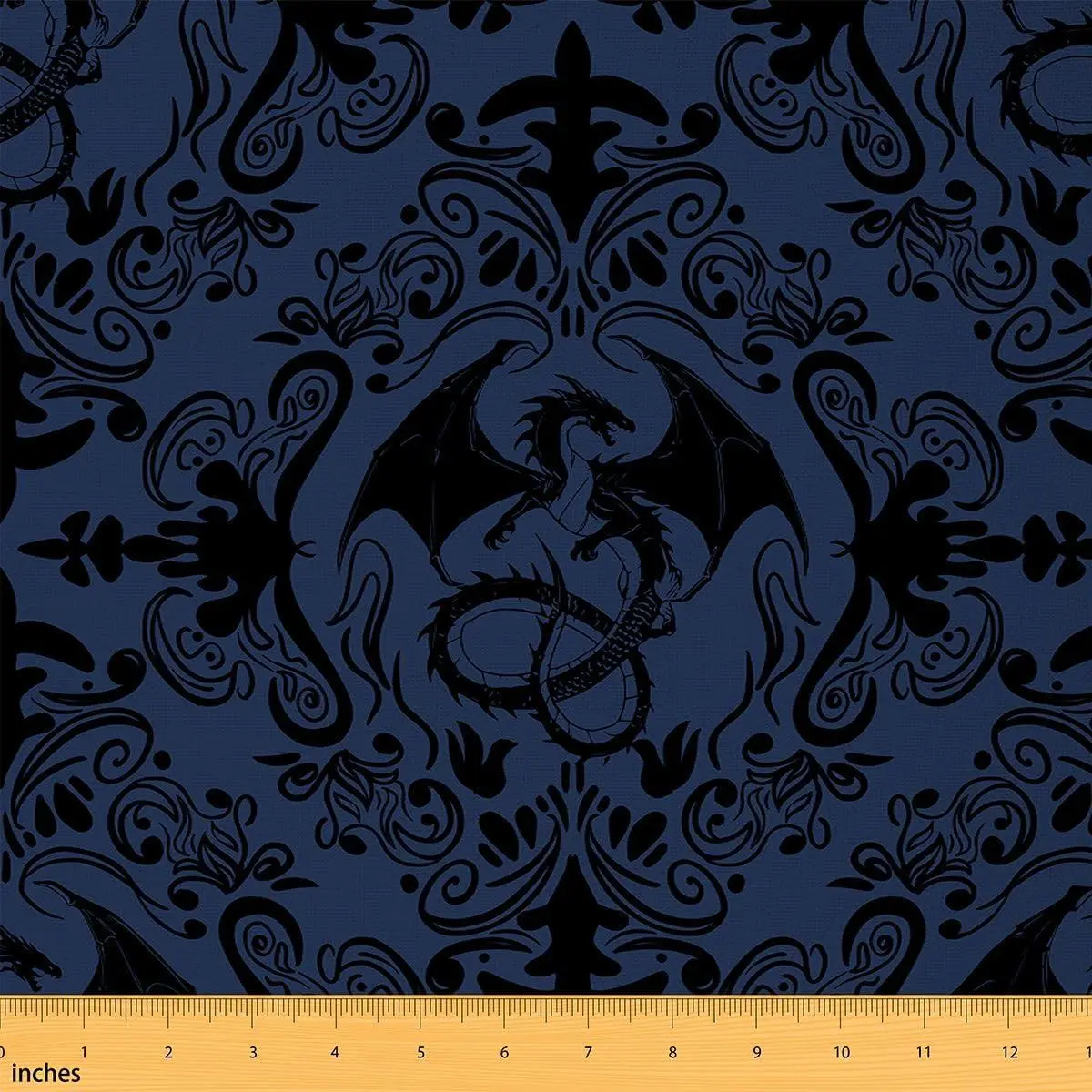 Blue Black Dragon Fabric Jacquard Upholstery Fabric Damask Waterproof Indoor Outdoor Decor DIY Sewing Craft Projects Vintage Damask Floral