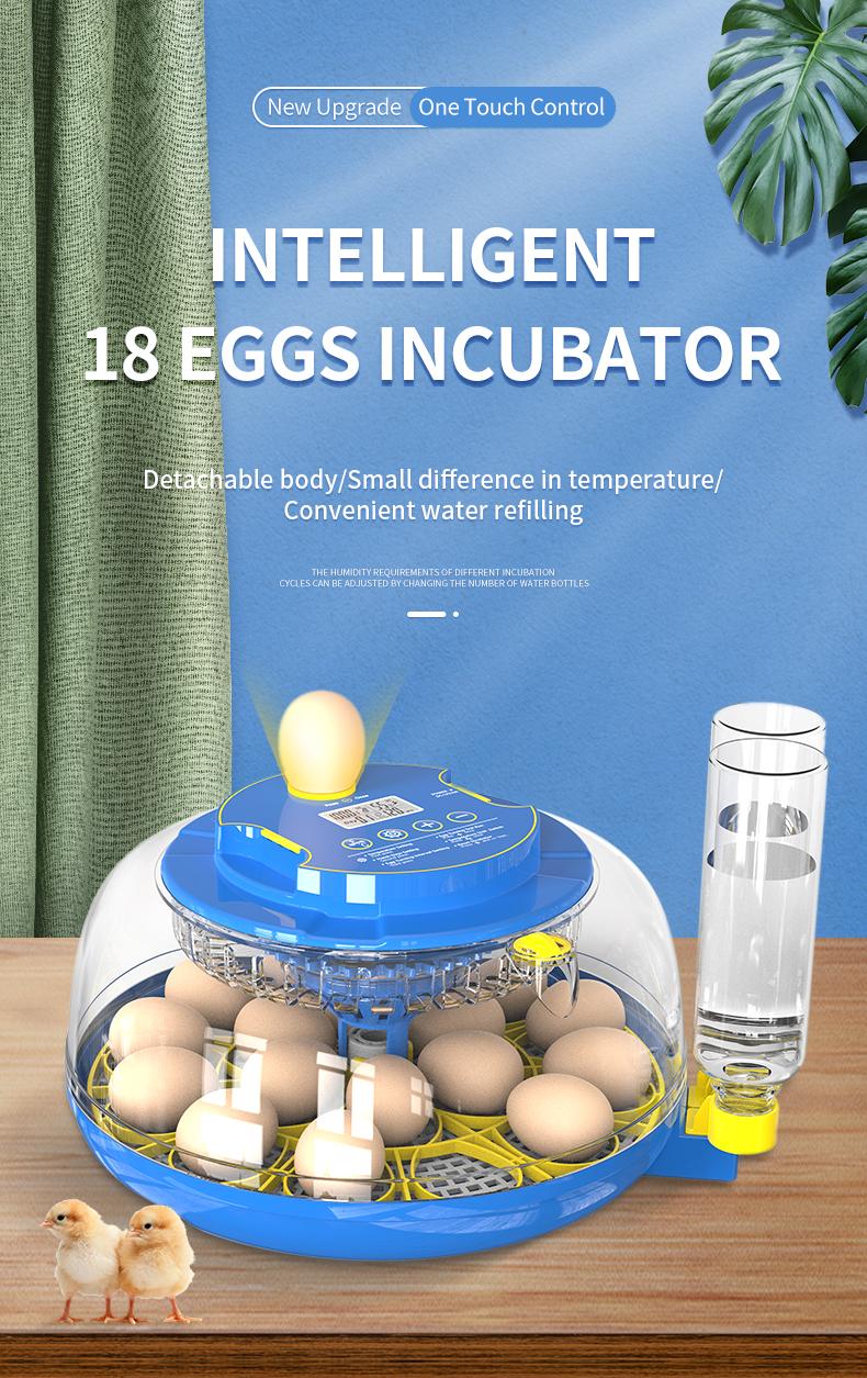 18 Egg Incubator for Hatching Eggs, Egg Incubators with Automatic Egg Turning, Temperature and Humidity Control, Egg Candler, Automatic Water Bottle Refill, Incubator for Chicken, Ducks, Goose