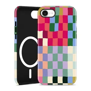 MagSafe Checkerboard Case for iPhone 17 Pro Max Air 16 Plus 15 14 13 12 11, Cute Aesthetic Plaid Dual Layer 2-in-1 Shockproof Anti-Slip Anti-Fingerprint Magnetic Phone Cover