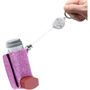 Asthma Inhaler Holder Keychain Retractable Clip PU Leather Portable Travel Handy Holder for Kids and Adults